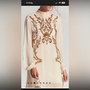 Free People Elegant Cream and Gold Women's Dress
